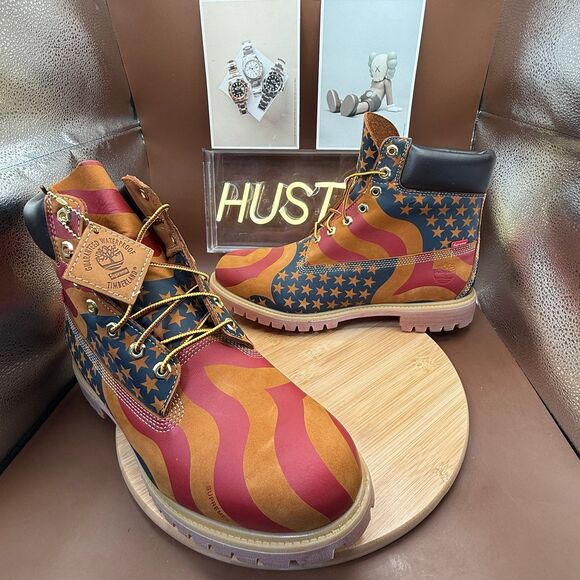 Timberland 6" Boot Supreme Stars & Stripes Wheat Men’s Sz 13 - Picture 4 of 12